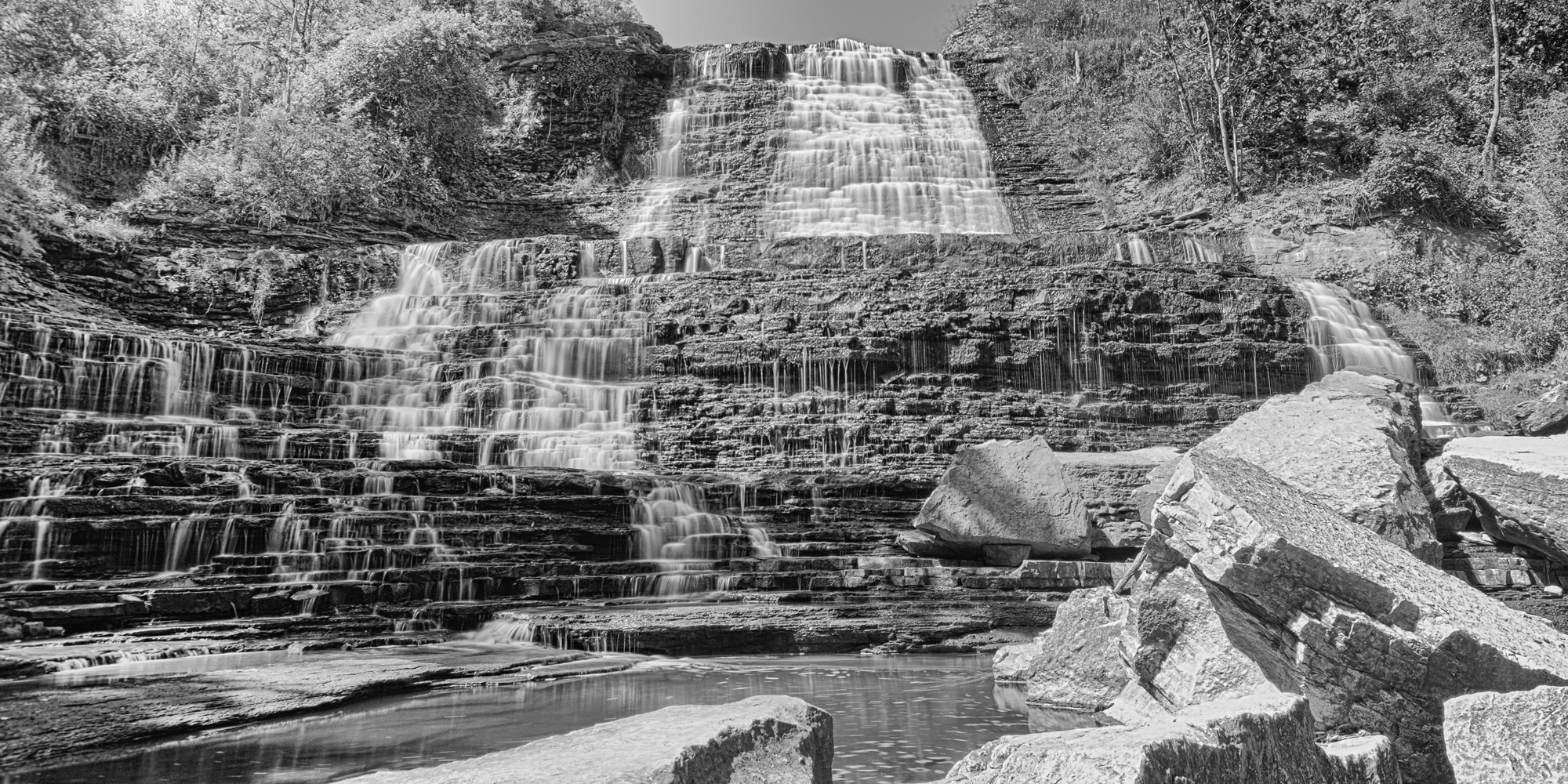 Visiting Albion Falls in strong sunshine.