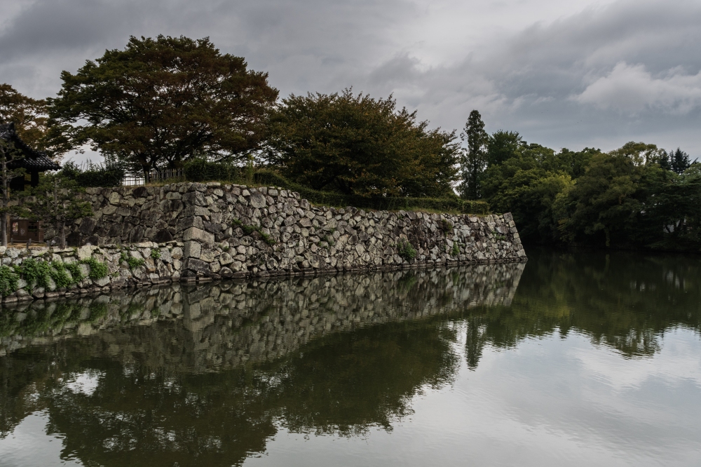 Moat and defences at Himeji Castle, Japan